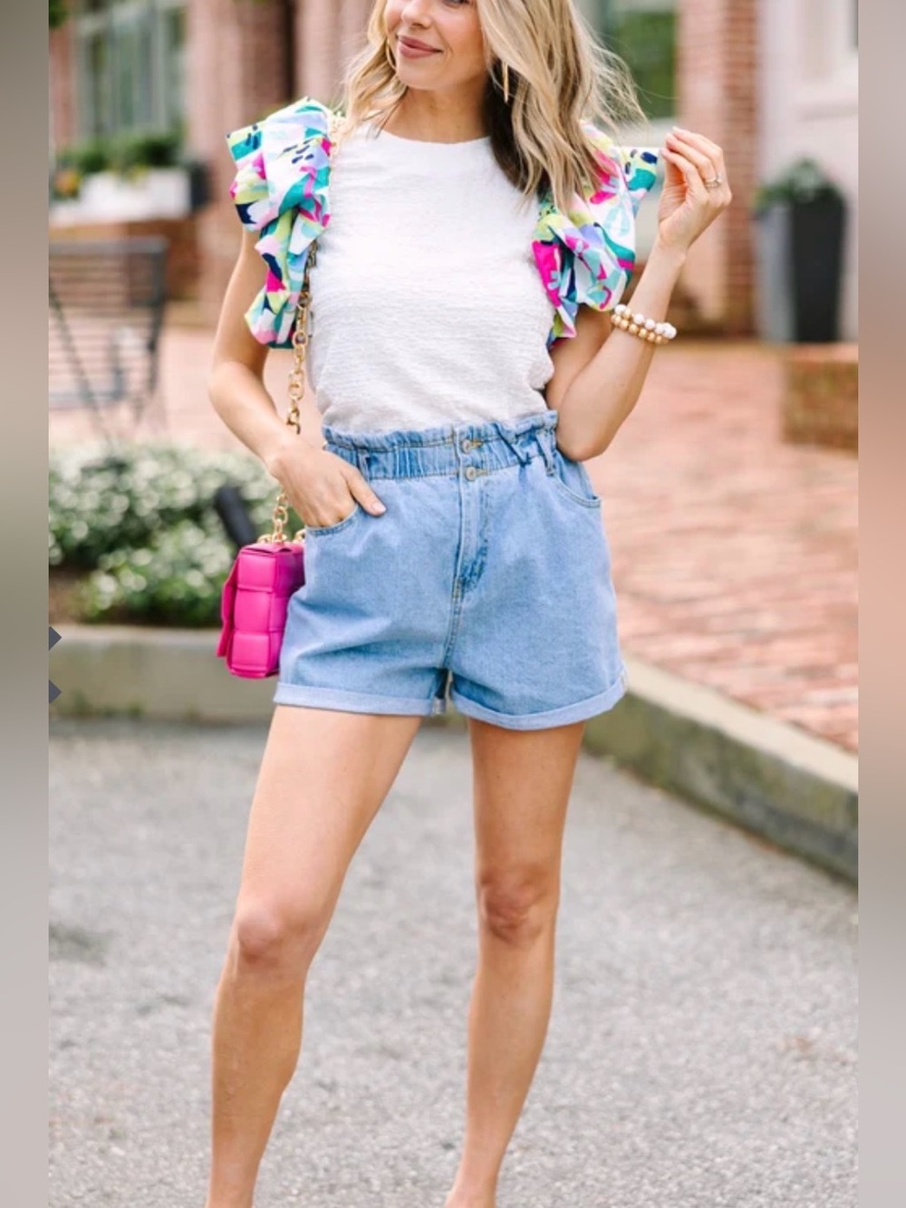 THML: Make You Happy White Ruffled Blouse Size M